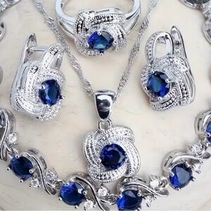 Elegant Silver and Blue Jewelry Set